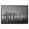 Designart - Chicago Skyline at Night Black and White - Cityscape Framed Canvas Print